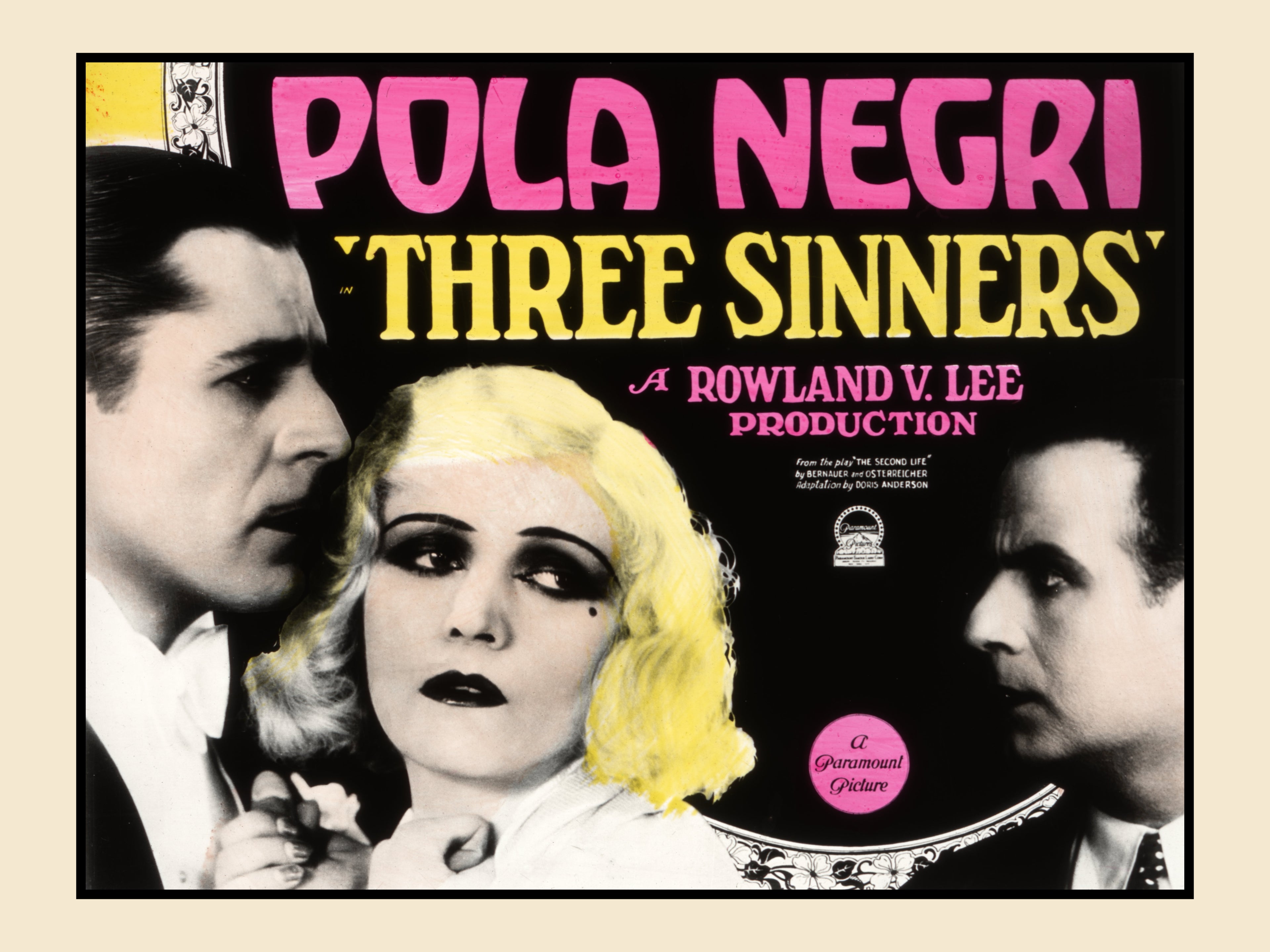 Three Sinners — Pola Negri Restored Vintage Lantern Slide Print