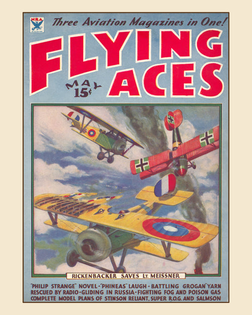 Flying Aces — Rickenbacker Saves Lt. Meissner Aviation Pulp Print