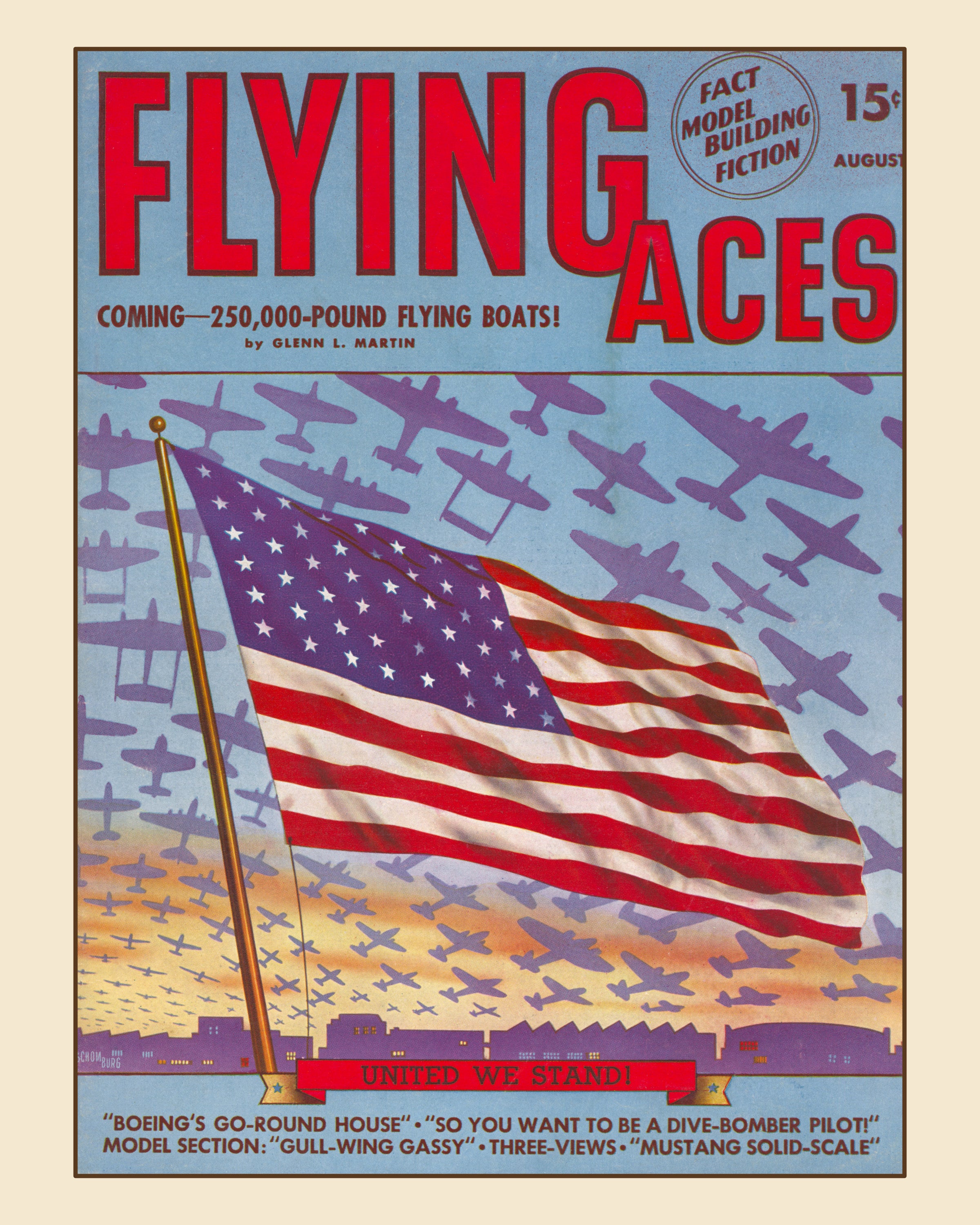 United We Stand  —  Flying Aces Magazine Pulp Print
