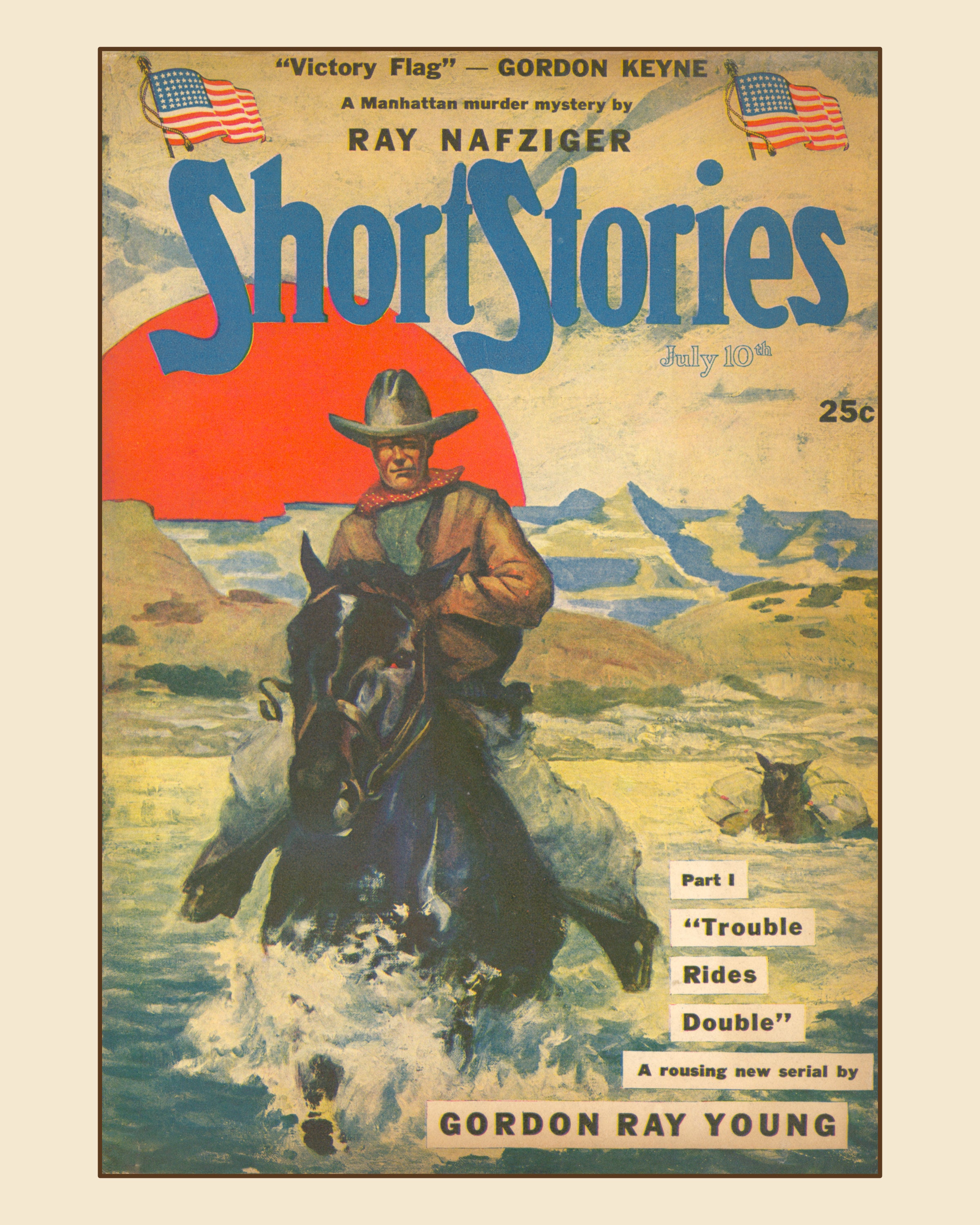 Trouble Rides Double  — Short Stories Magazine Pulp Print