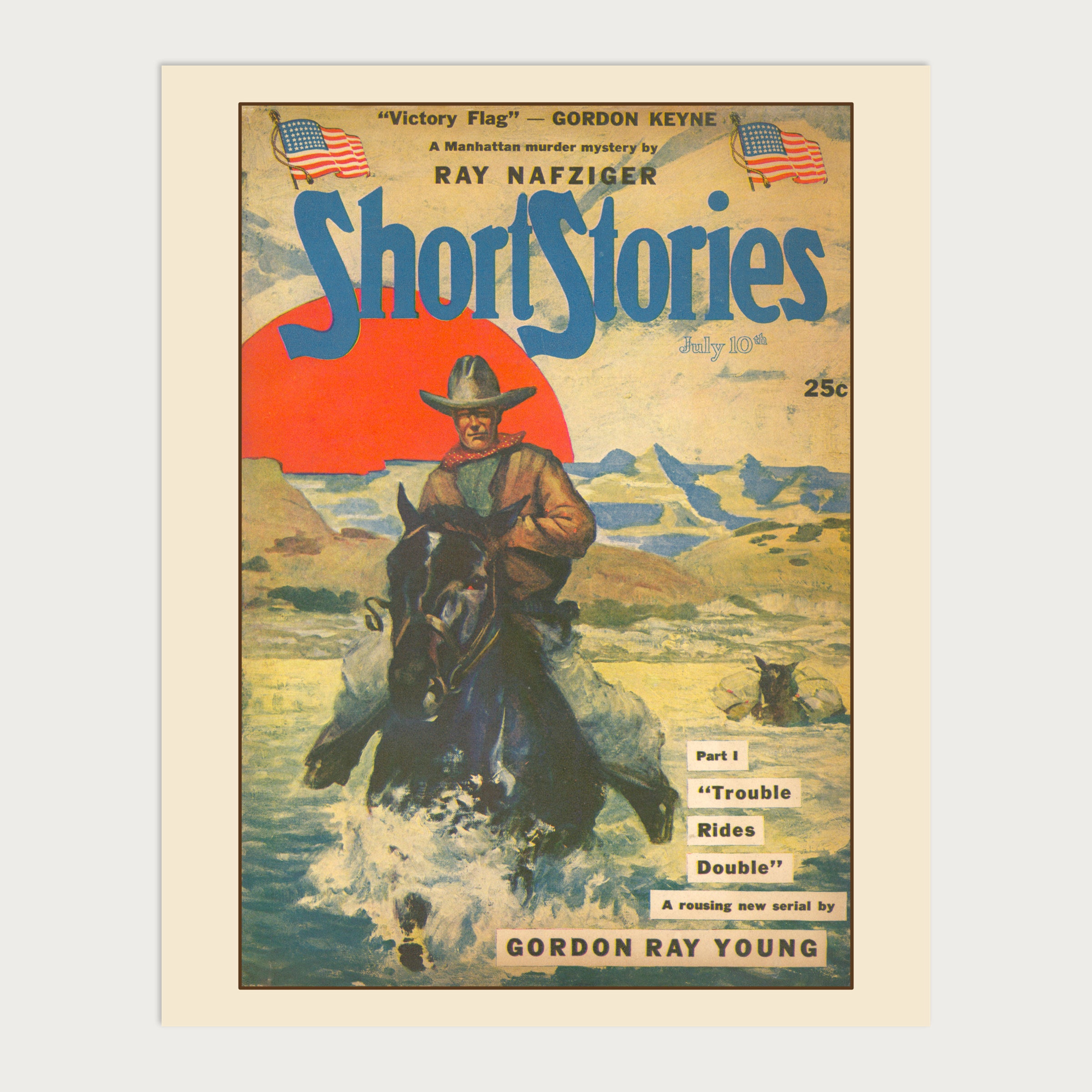 Trouble Rides Double  — Short Stories Magazine Pulp Print