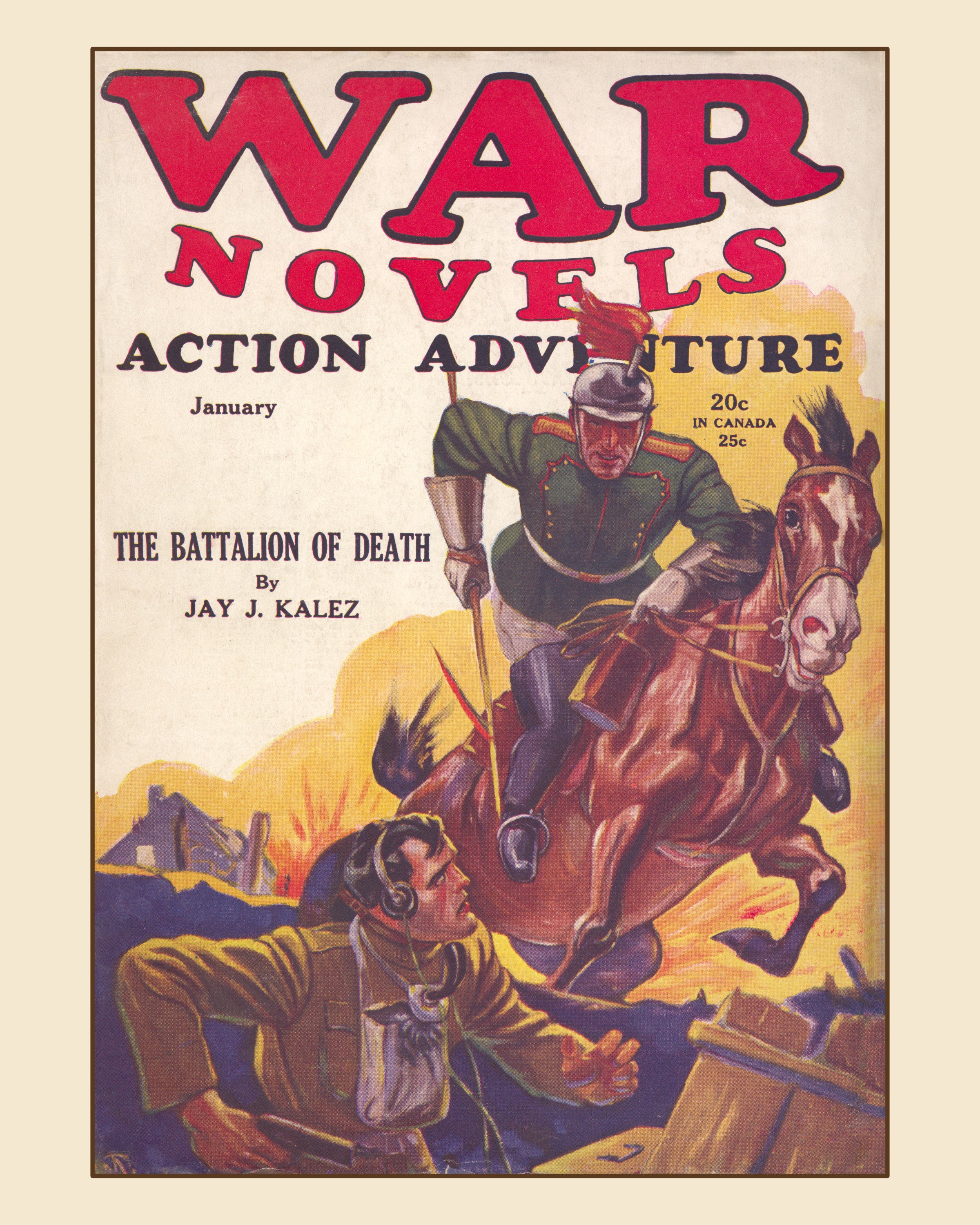 The Battalion of Death — War Novels Magazine Pulp Print