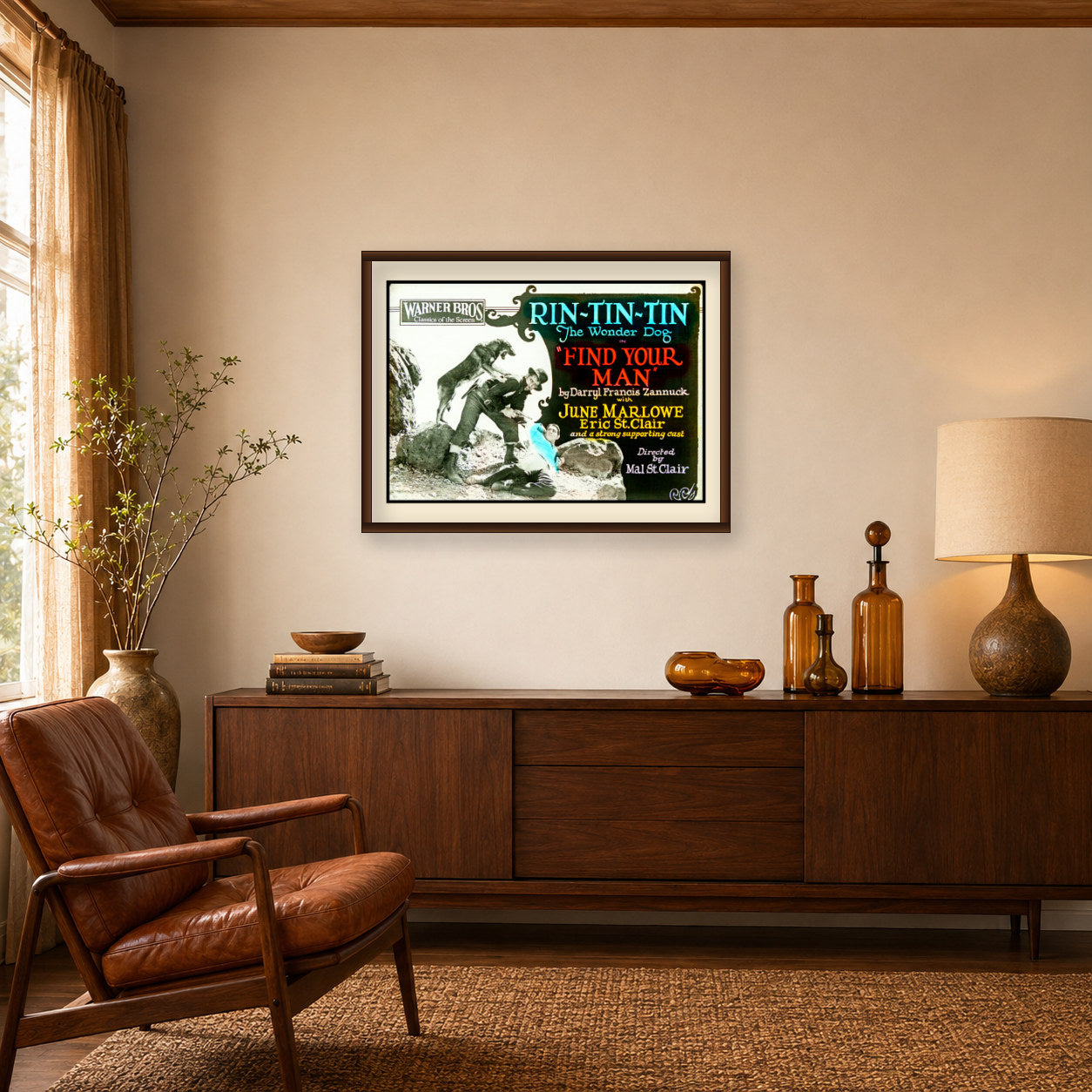 Rin Tin Tin, Find Your Man — Restored Vintage Lantern Slide Print