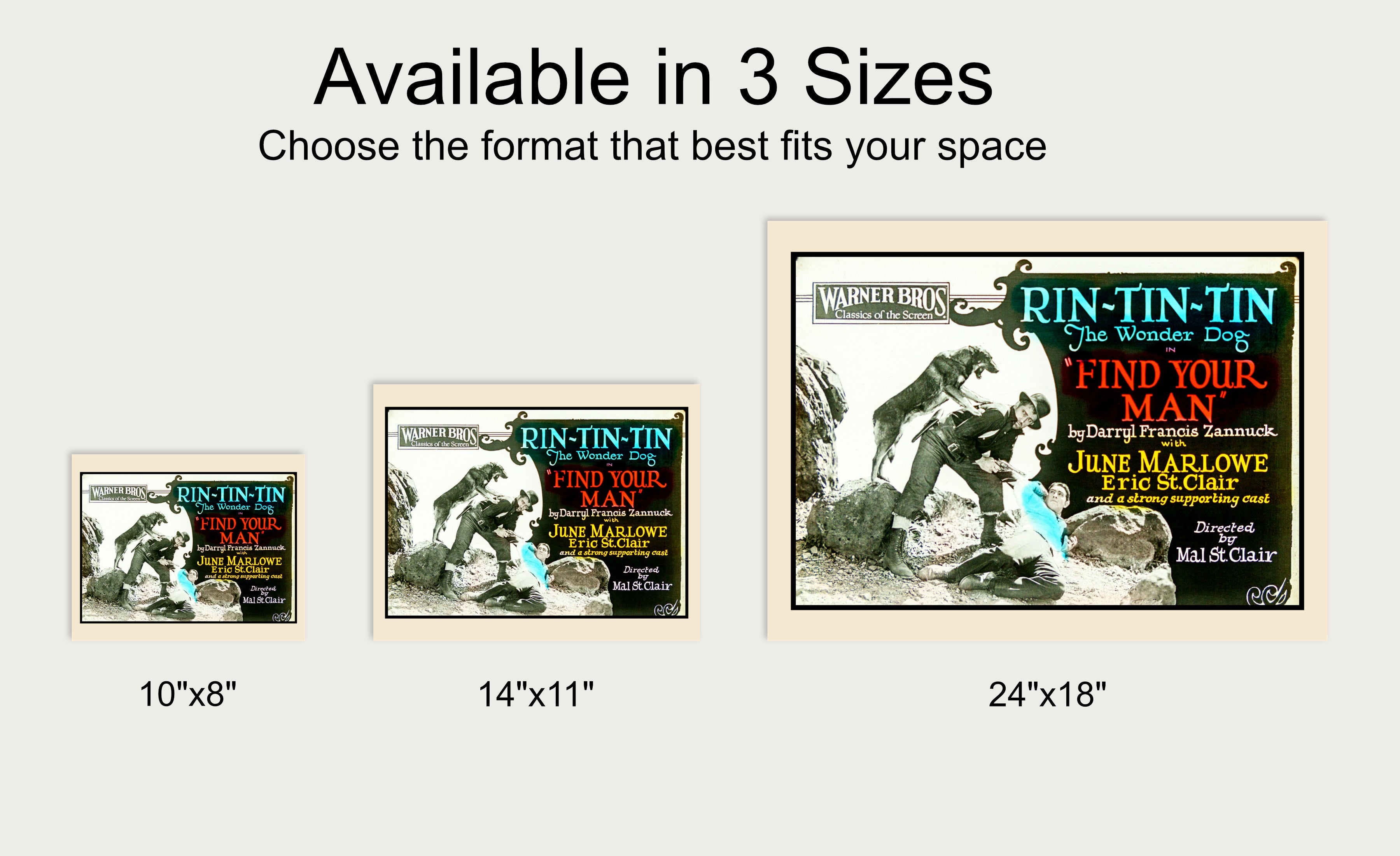 Rin Tin Tin, Find Your Man — Restored Vintage Lantern Slide Print