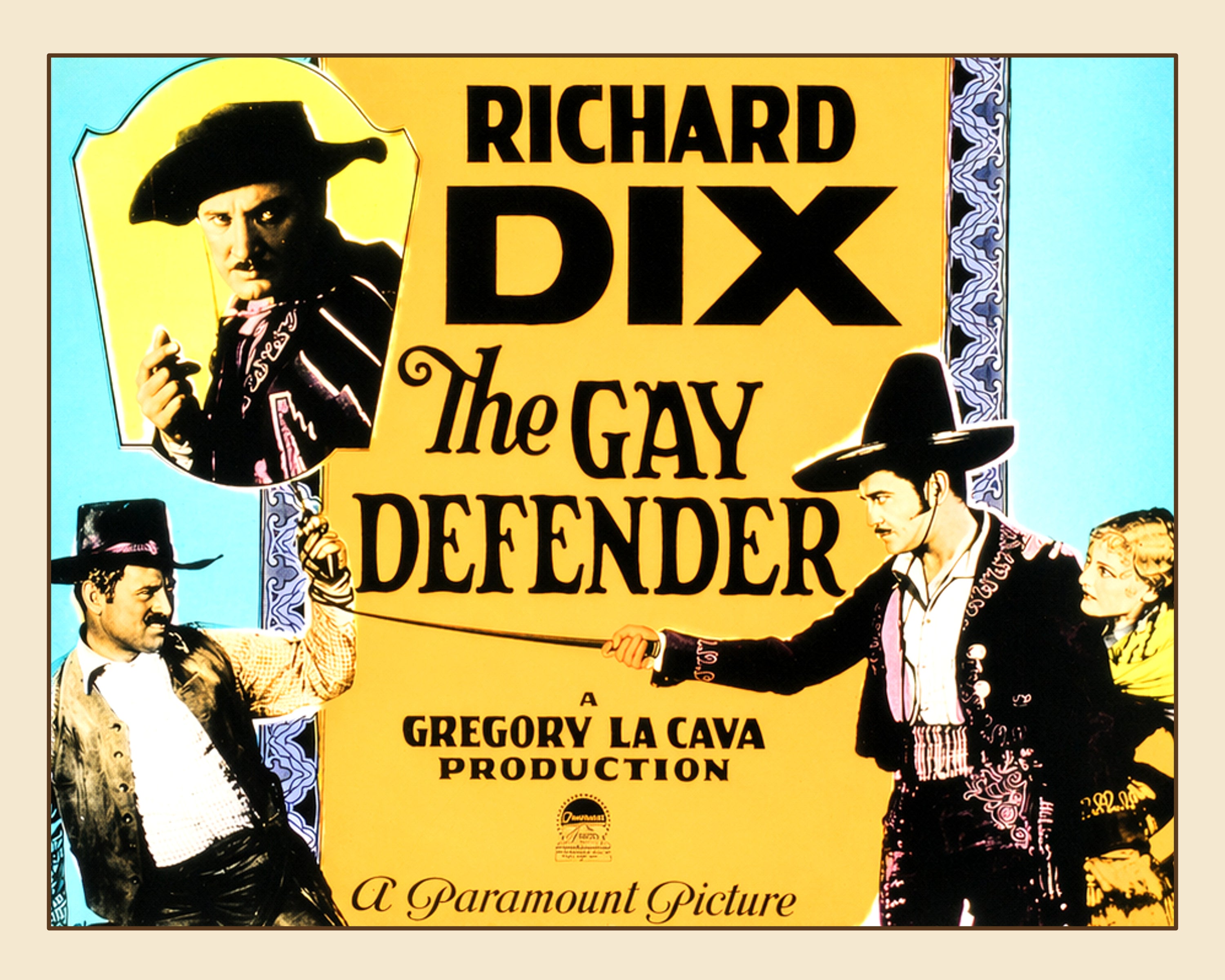 The Gay Defender — Richard Dix Silent Film Lantern Slide Print
