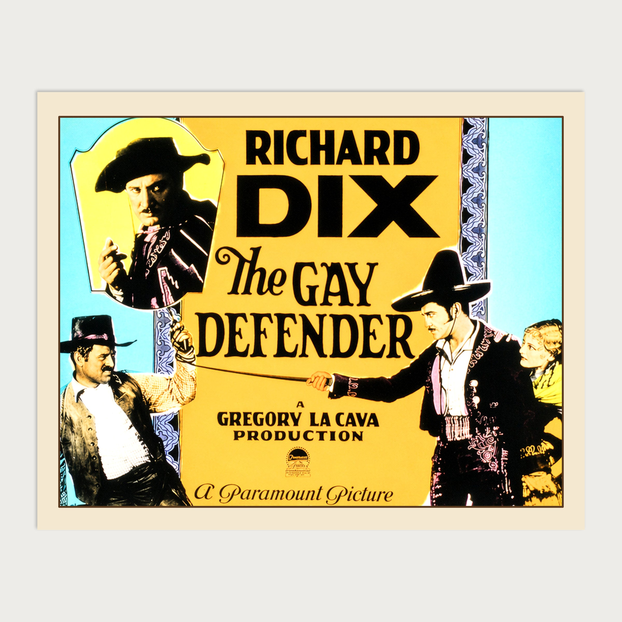 The Gay Defender — Richard Dix Silent Film Lantern Slide Print