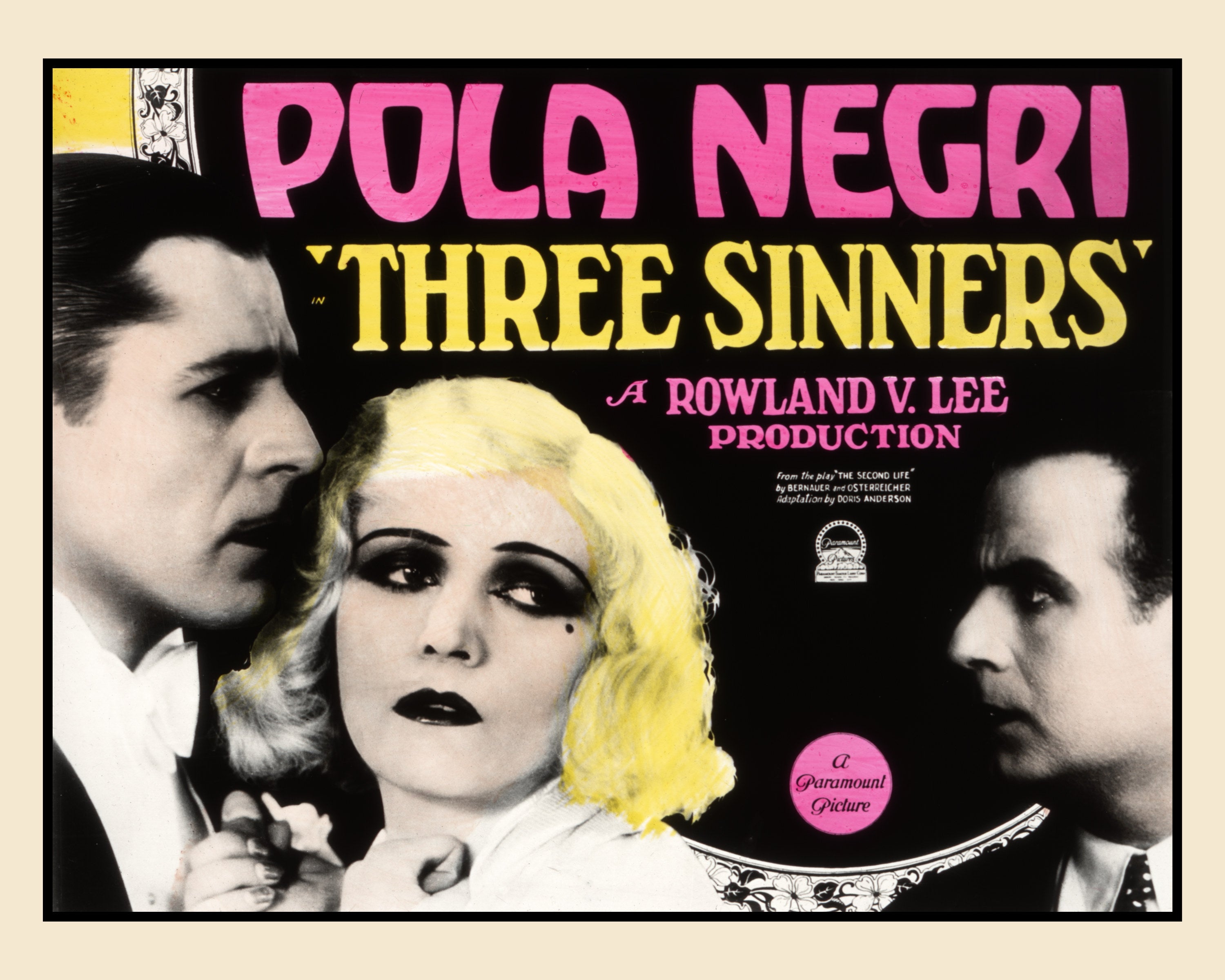 Three Sinners — Pola Negri Restored Vintage Lantern Slide Print