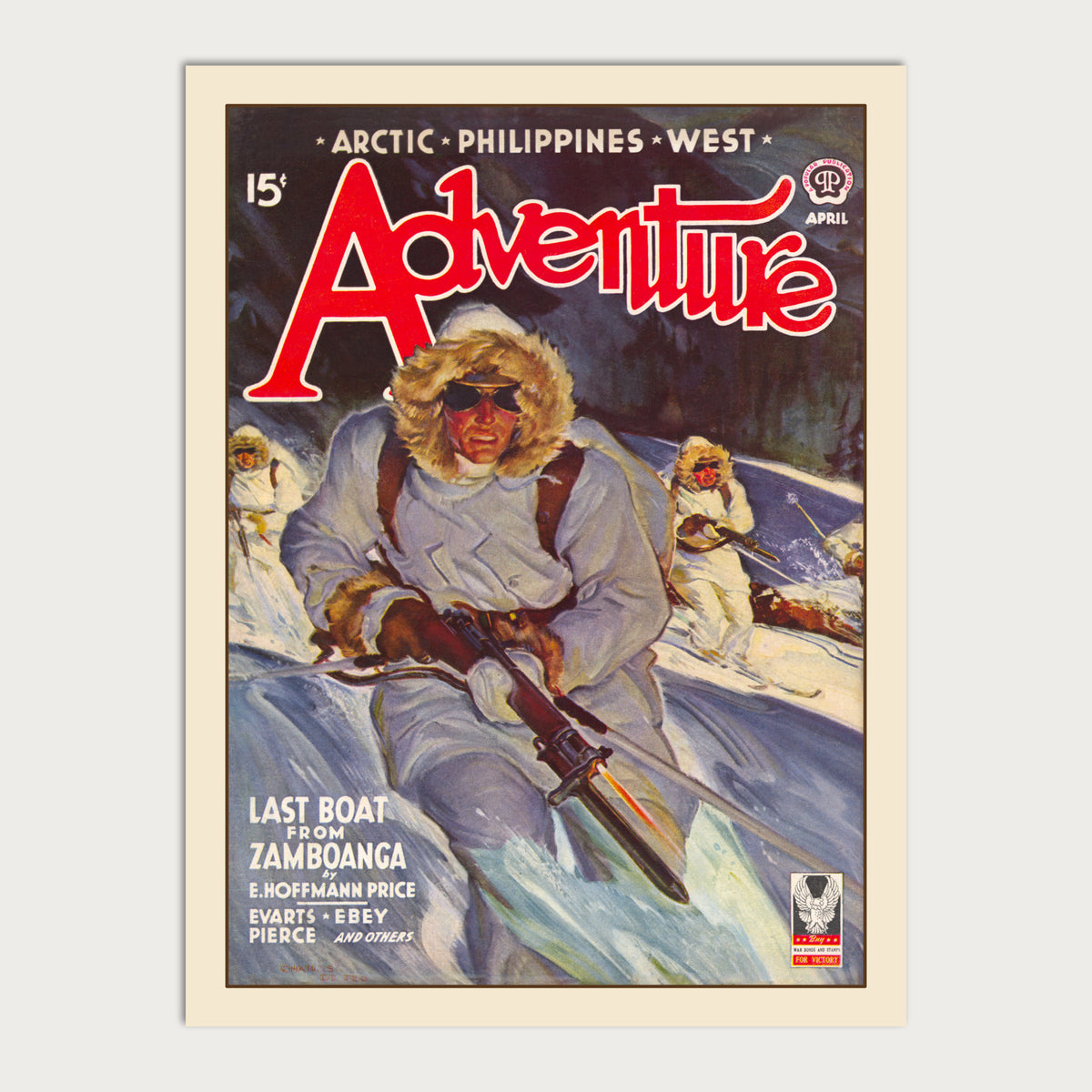 Adventure Magazine April 1943 Arctic Cover — Restored Vintage Pulp Print