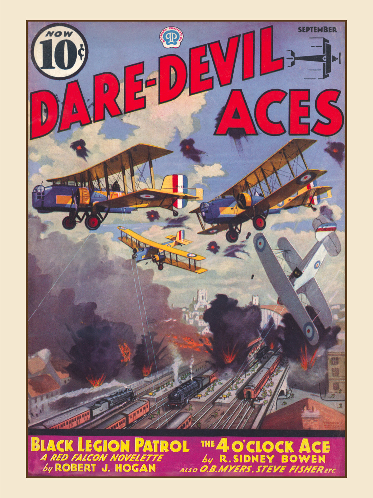 Dare-Devil Aces September 1936 Black Legion Patrol Cover - Restored Vintage Pulp Print