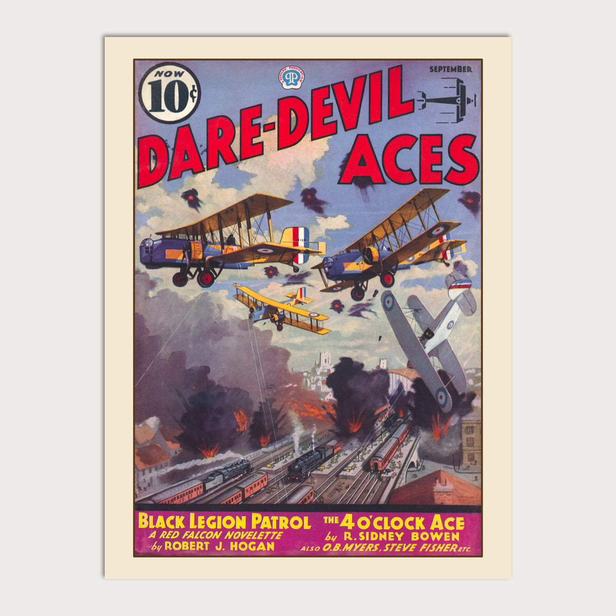 Dare-Devil Aces September 1936 Black Legion Patrol Cover - Restored Vintage Pulp Print