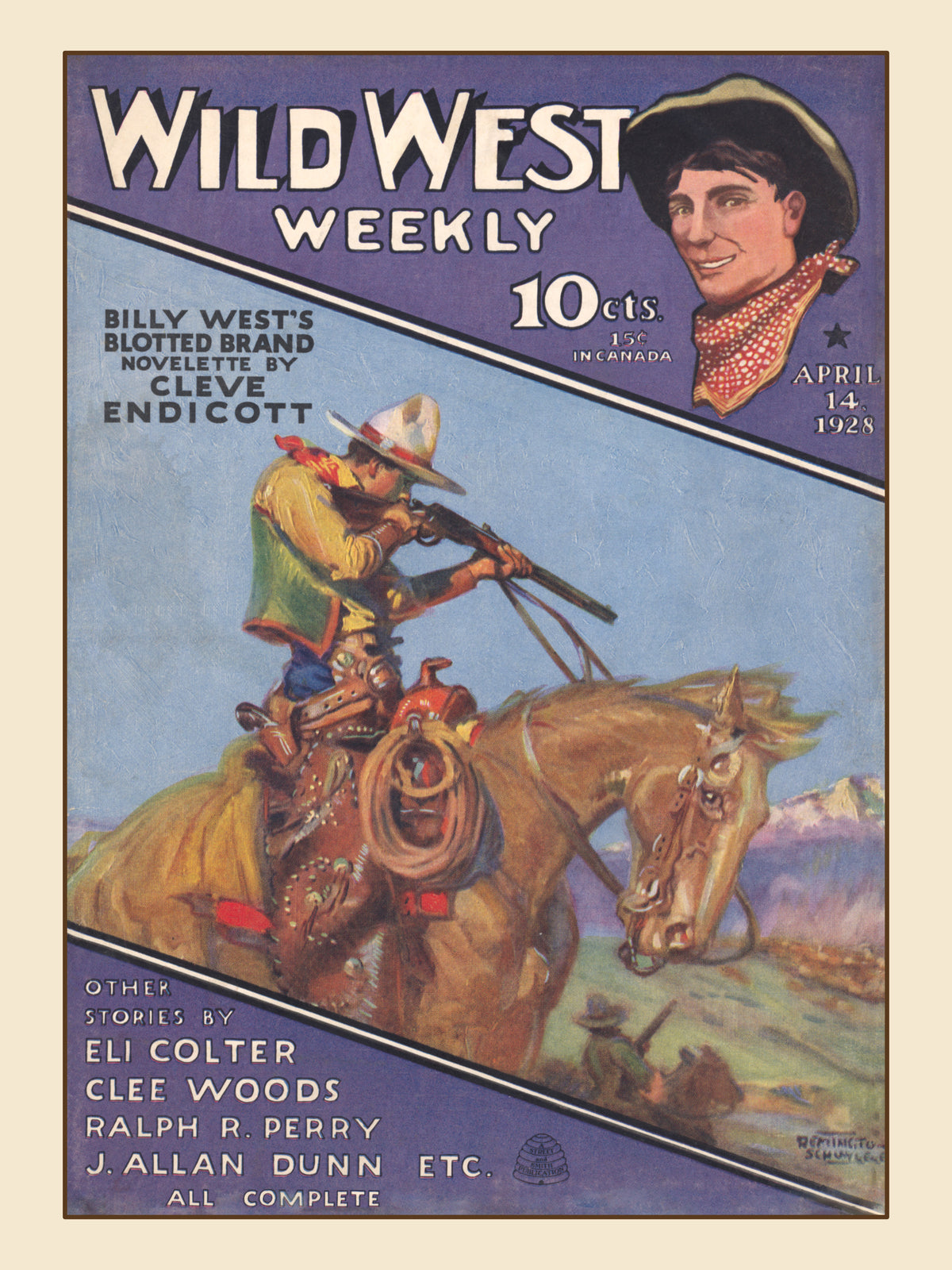 Billy West's Blotted Brand — Wild West Weekly April 14, 1928 Restored Pulp Print