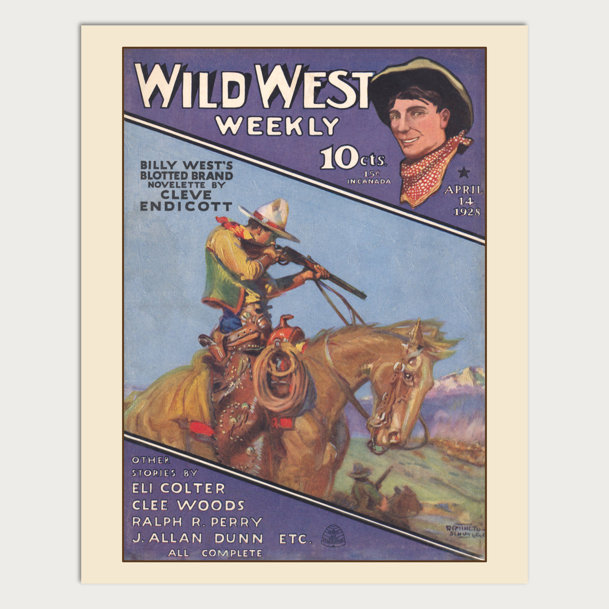 Billy West's Blotted Brand — Wild West Weekly April 14, 1928 Restored Pulp Print