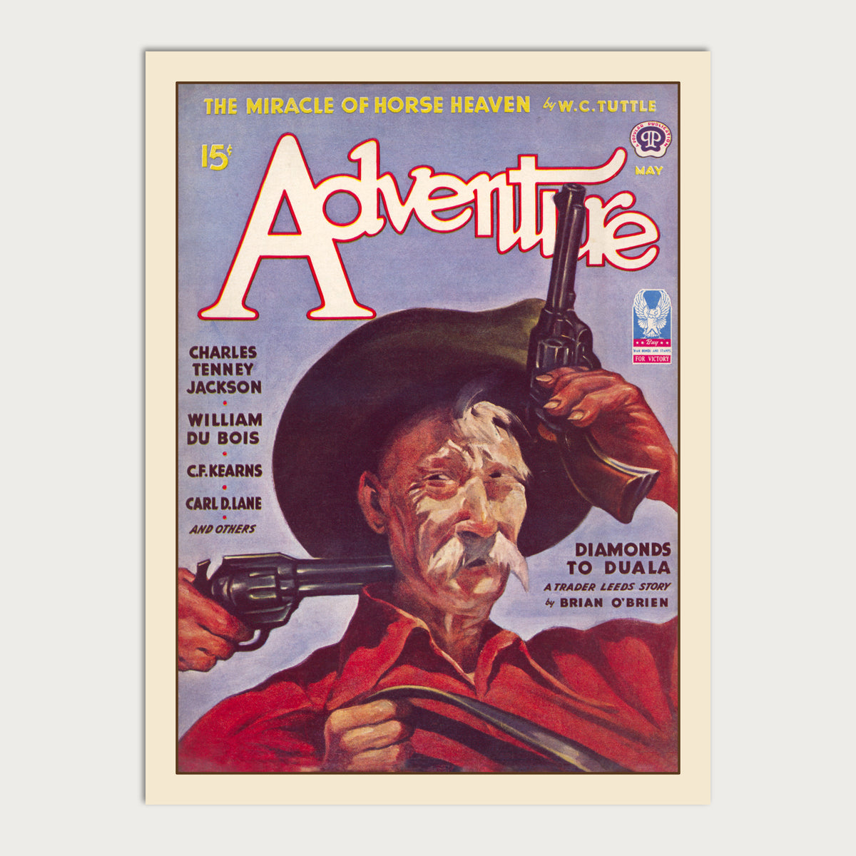 Adventure Magazine May 1943 — Diamonds to Duala Restored Vintage Pulp Print