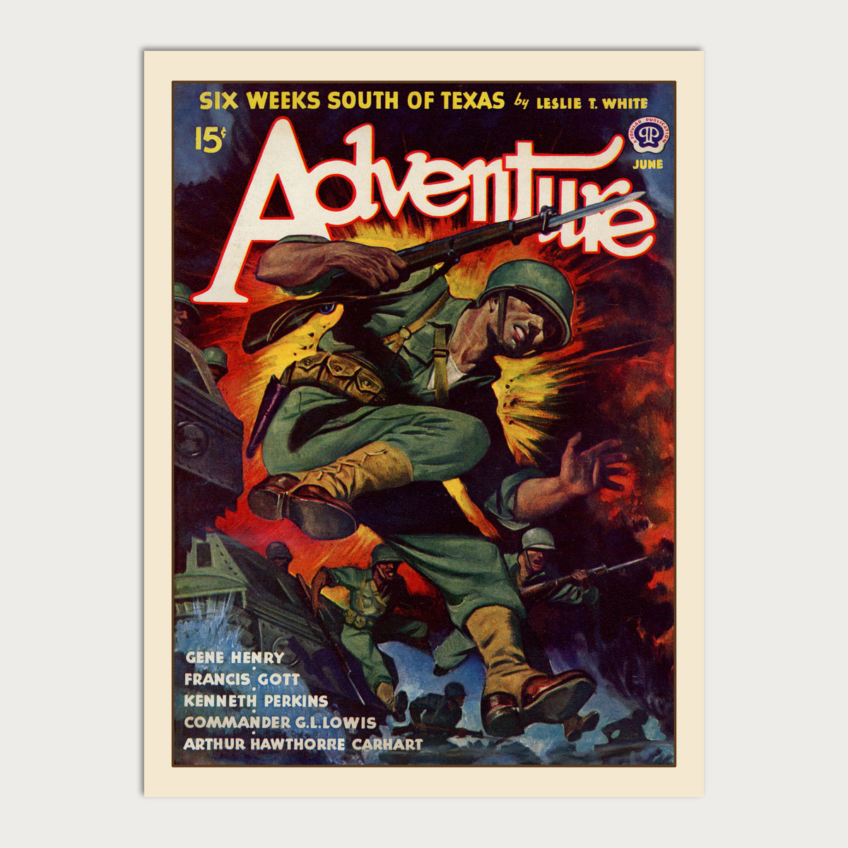 Adventure Magazine June 1943 — Six Weeks South of Texas Restored Vintage Pulp Print