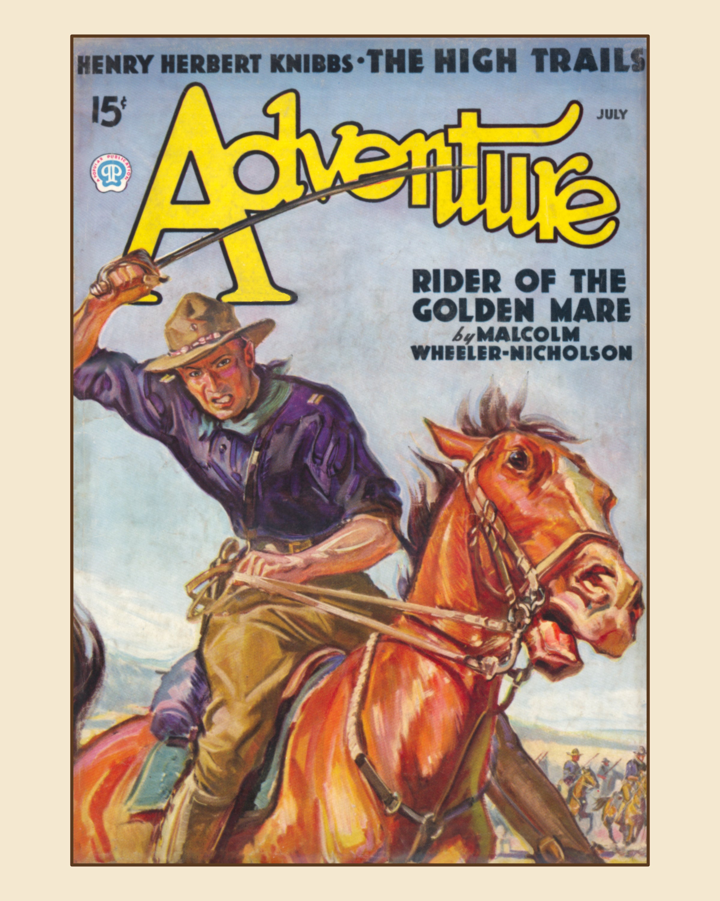 Rider of the Golden Mare Cavalry - Adventure Magazine Pulp Print